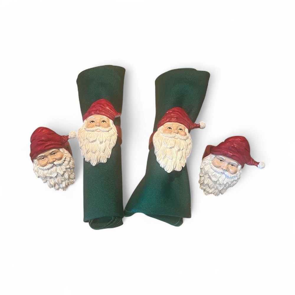 Vintage Santa Claus Napkin Rings Set